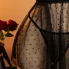0ddc16f5-0719-482e-bd67-977b3288995b Sheer Polka-Dot Mesh Babydoll Nightdress & Thong Set