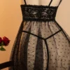 3a33972d-0e2c-484a-810f-cabb33e0073f Sheer Polka-Dot Mesh Babydoll Nightdress & Thong Set