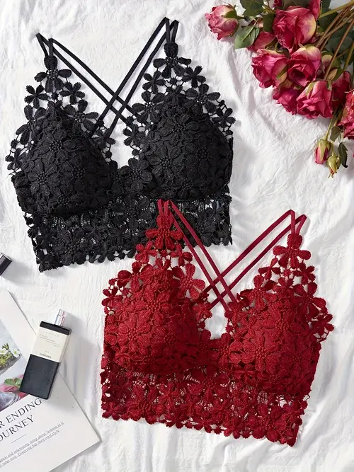 47c3c21d-7f5c-4443-9450-9836bc550fb2 Women’s Floral Lace Crisscross Bralette