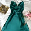 66434146-5ddb-49c9-b25e-a767c4499d3e Women’s Satin Slip Dress with Butterfly Lace Back