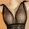 93cadf76-2183-4afd-8449-ede02f0d02a9 Sheer Polka-Dot Mesh Babydoll Nightdress & Thong Set