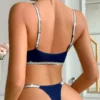 Glitter-Trim Ribbed Bralette & Thong Lingerie Set