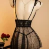 ea60c681-eeea-459f-9626-a13ce6d3471c (1) Sheer Polka-Dot Mesh Babydoll Nightdress & Thong Set